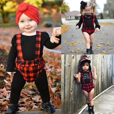 

Kids Baby Girl Plaid Romper Suspenders Shorts Brace Pants Bottom Clothes