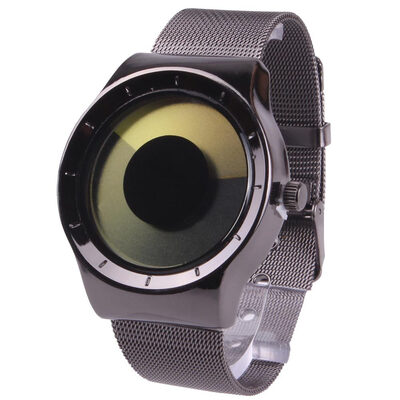 

Creative personality net with watch mens steel belt watch vortex no pointer concept watch