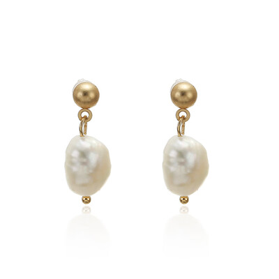 

Vintage Gold Drop Earrings For Women 2019 Geometric Drop Earring Big DIY Wedding Irregular Freshwater Pearl Fashion Jewelry