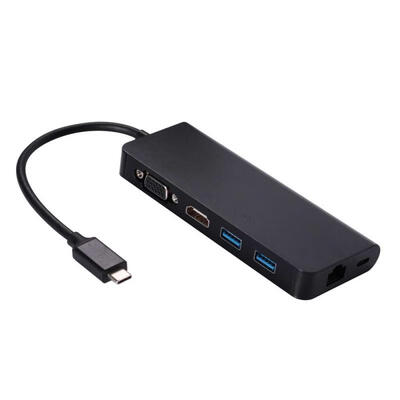 

Type C Hub 6-in-1 USB C Adapter With 2 USB 30 4K HDMI RJ45 VGA USB-C PD Charging Port For Type-C Laptops Devices