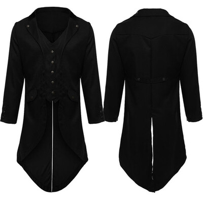 

Retro Mens Swallow-tailed Crop Coat Tuxedo Banquet Stage Tail Coat Overcoat