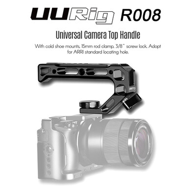

UURig R008 Universal Camera Top Handle Handgrip with Cold Shoe Mounts 15mm Rod Clamp 38 Inch Screw Lock Adopt for ARRI Standard