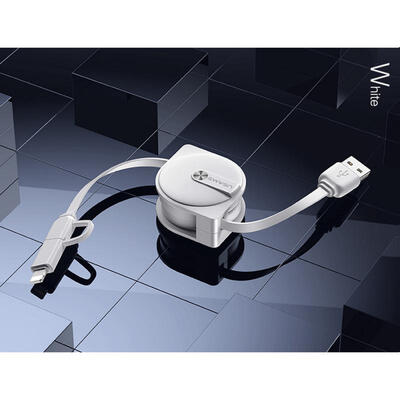 

USAMS SJ192 Retractable 2-in-1 Lightning And Micro USB Charging Cable Storage Organizer Type Data Cable-1m