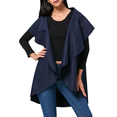 

Wool Blend Sleeveless Open Front Cape