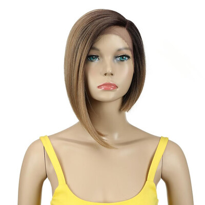 

Noble Wigs Straight Synthetic Lace Front Hair 12" Ombre 3 Color Lace Front Wig Cosplay Blonde Lace Front Wig