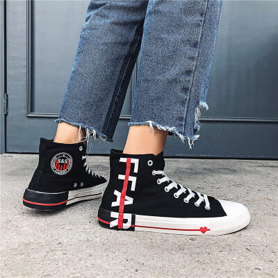 

The new personality Joker Korean version of high-end canvas shoes men love letters casual Gao Bang board shoes fashion shoes