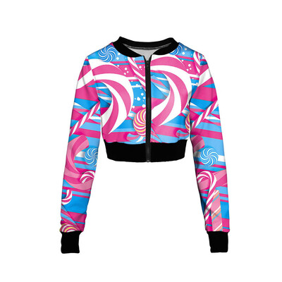

Roseonmyhand Women Colorful Short Jacket Autumn Winter Street Jacket Casual Mini Jacket