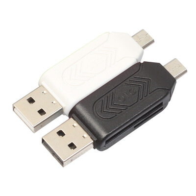 

2Pcs 2 in 1 Dual USB Plug OTG SD TF Card Reader for Smartphone Computer