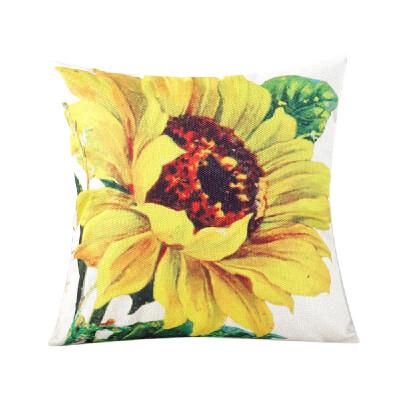 

Sunflower Printed Pillow Case Linen Cushion Cover Flower Pattern Square Pillowcase Home Office Safa Car Decoration 450 450mm