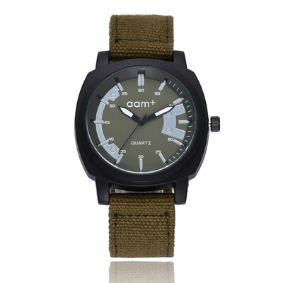 

Simple double-scale mens watch sports military ribbon
