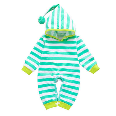 

Newborn Baby Stripe Rompers Cotton Long Sleeve Cute Infants Hooded Jumpsuit