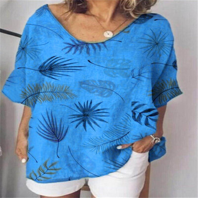 

Starmoon Women Loose Casual O Neck Short Sleeves Print T Shirts Summer Shirts