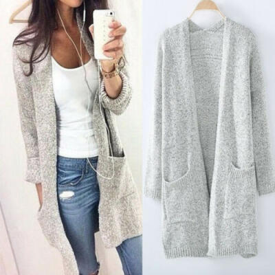 

Womens Long Sleeve Oversized Loose Knitted Sweater Cardigan Outwear Coat