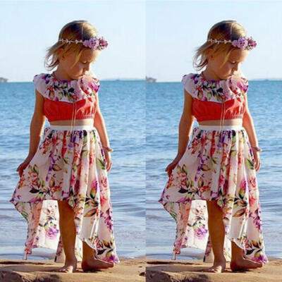 

USA Toddler Baby Girl Floral Dress Clothes Shirt Tops Skirt Summer Outfits Set
