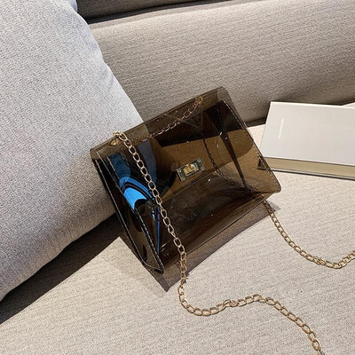 

Fashion Women Transparent PVC Shoulder Bags Jelly Candy Color Small Chain Crossbody Bags