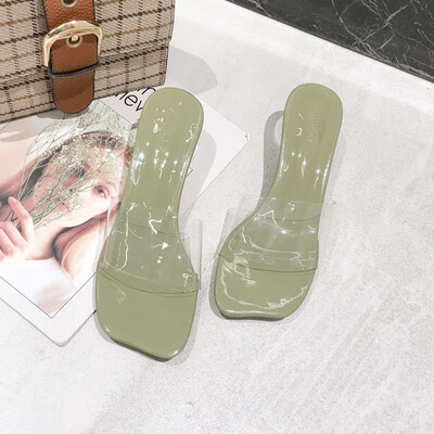 

Slippers women wear fashion Joker 2019 new womens summer transparent shoes sandals French girls high heels net red