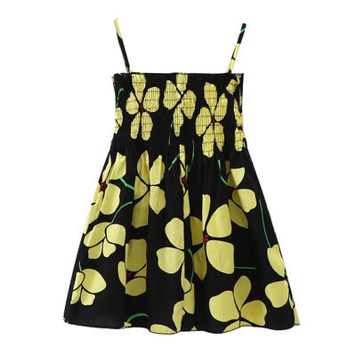 

Girls Wrap Chest Cute Dress Soft Floral Print Sleeveless Children Clothing