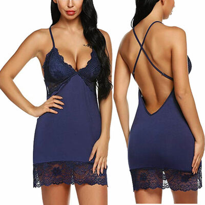 

Sexy Lingerie Women Silk Lace Robe Dress Babydoll Nightdress Nightgown Sleepwear