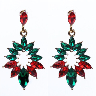 

New Colorful Flower Crystal Earrings for Women Luxury Stud Earrings Statement Wedding Party Ear Jewelry Gift 2161 Drop Shipping