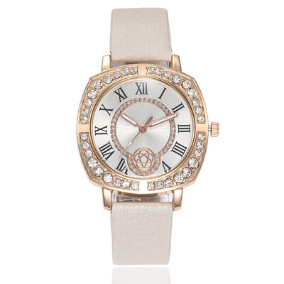 

Wish new Roman scale square head ladies belt watch Diamond female model quartz watch One generation hair