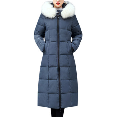 

Toponeto Women Outerwear Faux Fur Hooded Coat Long Cotton-padded Jacket Pocket Coat