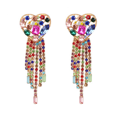

Bohemia Colorful Crystal Birds Fringed Drop Dangle Earrings ZA Wedding Jewelry Wholesale Women Fish Earrings Accessories 2019