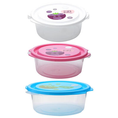 

Cartoon Microwave Storage Box Three-Piece Student Child Lunch Portable Set
