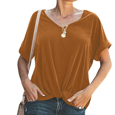 

Starmoon Women Casual Short Sleeve T-shirt Casual Loose Soild V Neck Top Blouse