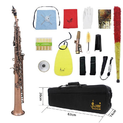 

LADE WSS-899 Professional Red Bronze Straight Bb Soprano Saxophone Sax Woodwind Instrument Abalone Shell Key Carve Pattern with C