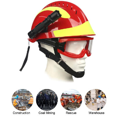 

F2 Emergency Rescue Helmet Fire Fighter Safety Helmets Workplace Fire Protection Hard Hat with Headlamp & Goggles Protective Anti