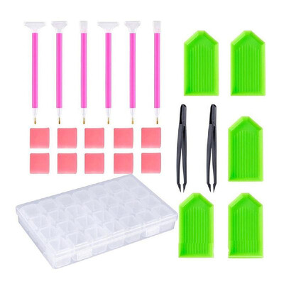 

DIY Diamond Painting Tools Set Pen Glue Plastic Tray Set Embroidery Cross Stitch Sewing Accessories 24 Pieces