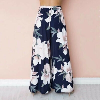 

SUNSIOM Women Boho Floral Long Pants Palazzo Baggy Wide Leg Summer Casual Yoga Trousers