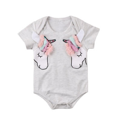 

Cute Newborn Baby Girls Unicorn Romper Short Sleeve Jumpsuit Bodysuit Outfits Clothes