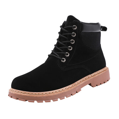 

Leather Men Boots Autumn Winter Ankle Boots Outdoor Matte Leather Boots Trend Lace Up England Style Suede High-Slip Skid Boots