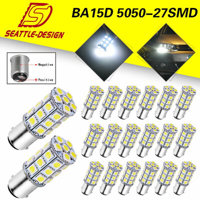 

20x Pure White BA15D 5050 27SMD RV Marine Boat Trailer LED Light bulbs 1142