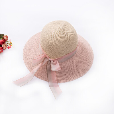 

Women Girl Summer Wide Brim Straw Hat Beach Hat Sun Hat Floppy Fold Straw Casual