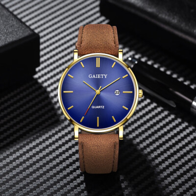 

Gobestart Fashion Simple Simple Casual Calendar Business Leather With Strap Mens Watch