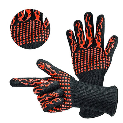 

Amazon Explosion 500-800 Degree High Temperature Gloves Fire Retardant Oven Microwave Grill BBQ Gloves Blue rubber flame