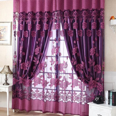 

Modern Floral Tulle Voile Window Screening Full Shading Window Curtain