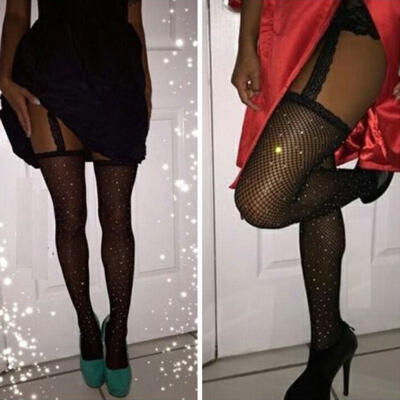 

Ladies Crystal Rhinestone Fishnet Elastic Stockings Fish Net Tights Pantyhose