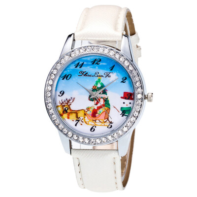 

Drop shipping Christmas Watches Unisex for Womens mens Leather Band Analog Quartz Vogue Watches Relogio Masculino Watch