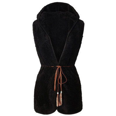 

Toponeto Fashion Women Autumn Casual Easy Sleeveless Stand-Neck Solid Lace-Up Waistcoat