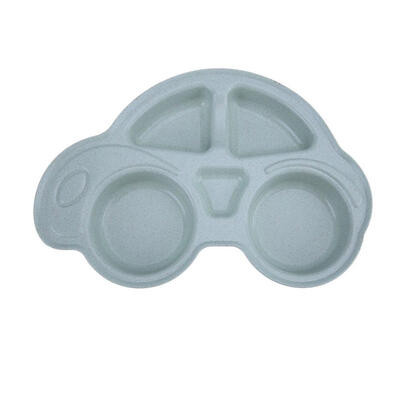 

Wheat Straw Sub-Grid Plate Dish Car Shape Kids Tableware Flat Bowl