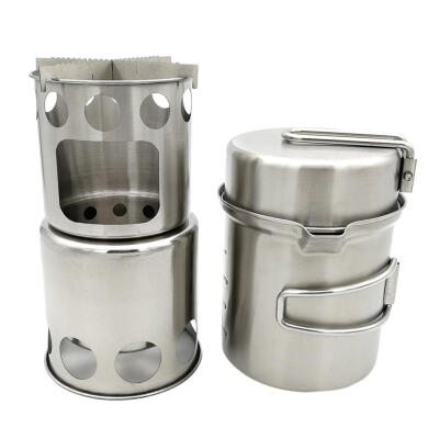 

Outdoor Camping Stove Cooking Pot Set Stainless Steel Tableware Cookware