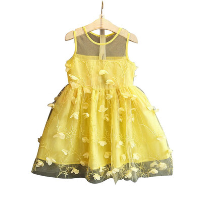 

Little-Seven Children Korean Girls Stereo Flowers Big Red Dress Mesh Princess Dress 6660