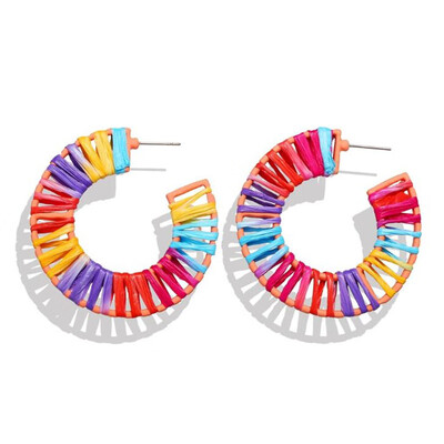 

Big Bohemian handwork Woven Earrings for Women Big Oval Hollow Alloy Statement Rattan Earring 2019 Shell Geometric Jewelry Hot