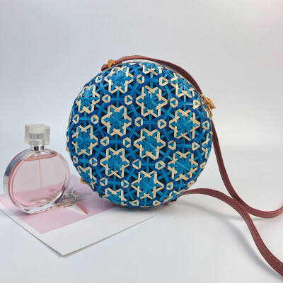 

Tailored Circle Handwoven Bali Round Retro Rattan Straw Beach Multicolor Bag Crossbody