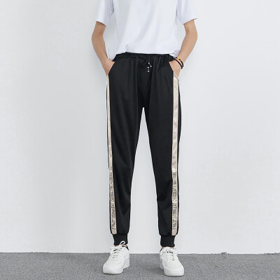 

Womens Mid-Waist Casual Striped Print Sports Pants Harem Pants Jogger Pants