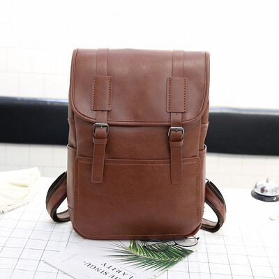 

Backpack mens fashion vintage antique with Korean version of the pu-tide brand personality student bag travel casual shoulder bag