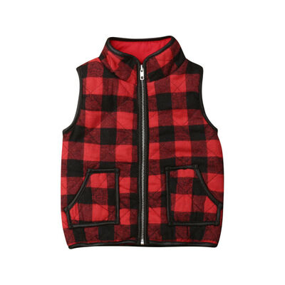 

Girls Kids Fall Sweatshirt Outfits Zipper Plaid Jacket Waistcoat Coat Outwear